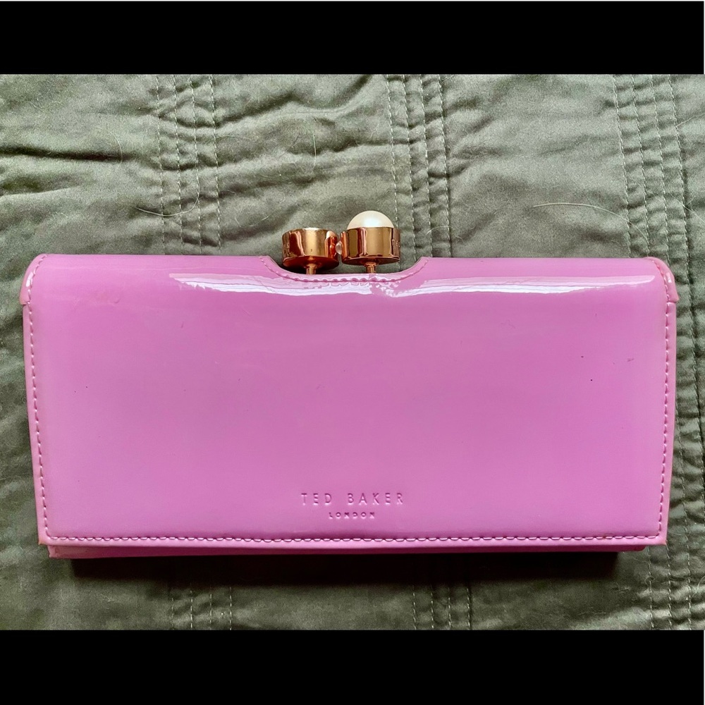 Ted Baker Pink Patten Leather Wallet New